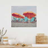 Beach Chairs in Blue and Orange Photo Poster (Kitchen)