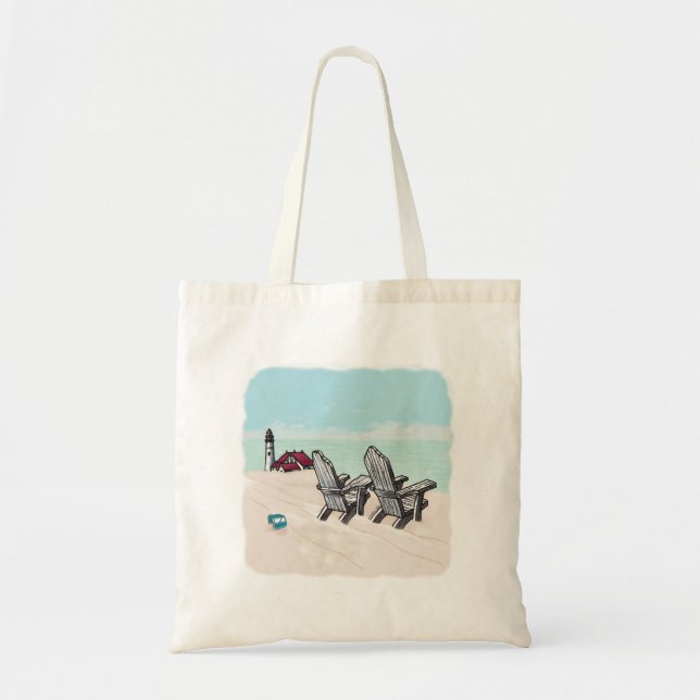 Beach Chairs lighthouse tote bag (Front)