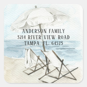 Beach Chairs New Address Label Sticker