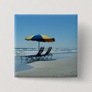 Beach Chairs on Daytona Beach 15 Cm Square Badge