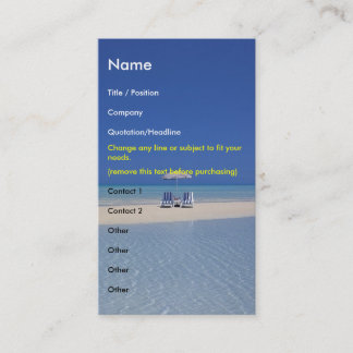 Beach Chairs on Sandbar business card template ver