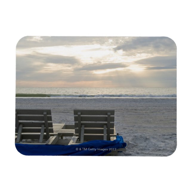 Beach chairs on St. Pete's beach at sunset. Magnet (Horizontal)