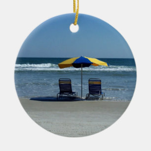 Beach Chairs on The Shoreline Ceramic Tree Decoration