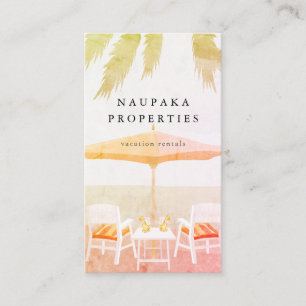Beach Chairs Pink Vacation Rental Business Card