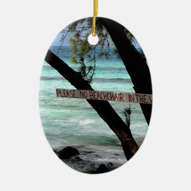 Beach Chairs Rum Point Grand Cayman Ceramic Tree Decoration (Front)