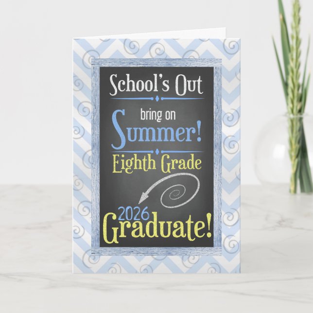 Beach Chalkboard 2024 Eighth Grade Graduation Card (Front)