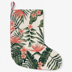 Beach cheerful seamless pattern wallpaper of tropi small christmas stocking