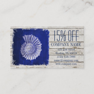 beach chic drift wood nautical blue seashells business card