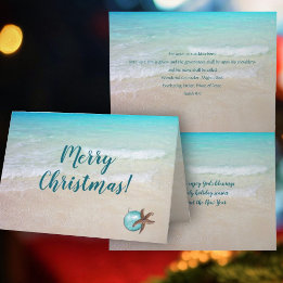 Beach Christmas Christian Scripture Folded Holiday Card