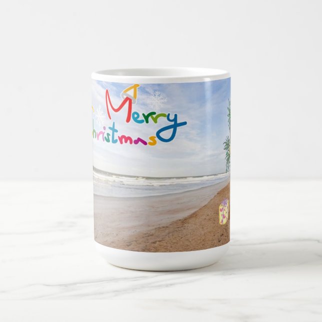 BEACH CHRISTMAS CHRISTMAS CLOCK COFFEE MUG (Center)