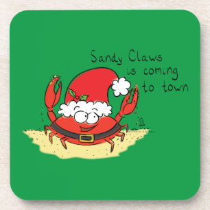 Beach Christmas Crab Coaster