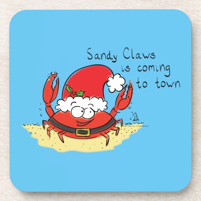 Beach Christmas Crab Coaster (Front)