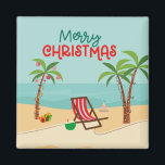 Beach Christmas Cruise Door Magnet<br><div class="desc">Fun,  bright Christmas card with a festive beach background.</div>