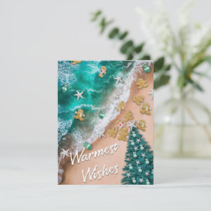 Beach Christmas Gingerbread Flat Note Card