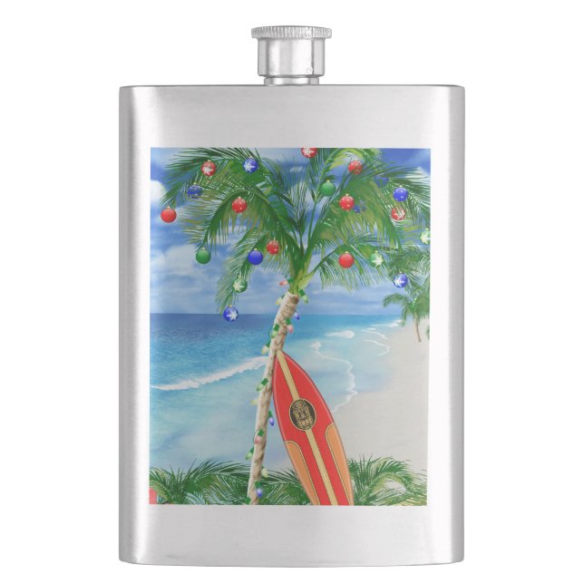 Beach Christmas Hip Flask (Front)