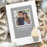 Beach Christmas Holiday Card<br><div class="desc">Bring the warmth and charm of a coastal Christmas to your holiday greetings with our Beachy Sand Pail Photo Christmas Card! Perfect for beach lovers and those who cherish the sea. The front of the card showcases a delightful illustration of a sand pail filled with sand shaped into a Christmas...</div>