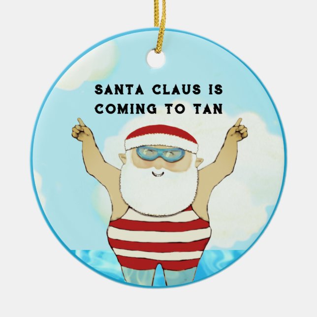 Beach Christmas Holiday Ceramic Tree Decoration (Front)