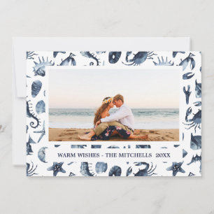 Beach Christmas Holidays Nautical Landscape Photo Holiday Card