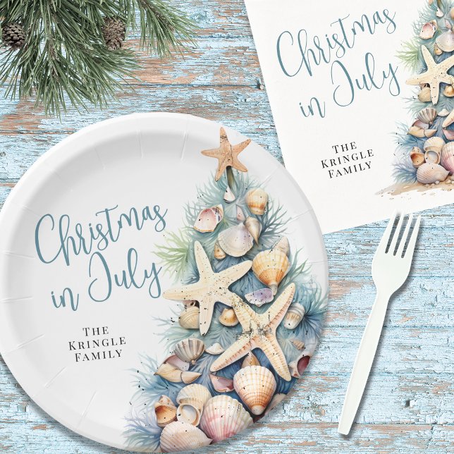 Beach Christmas In July Paper Plate (Beach Christmas In July Paper Plates)