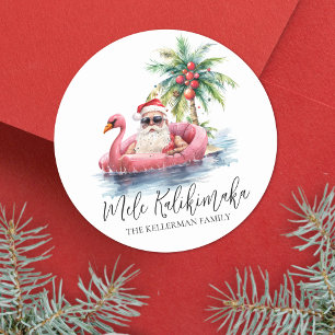 Beach Christmas Mele Kalikimaka Classic Round Sticker