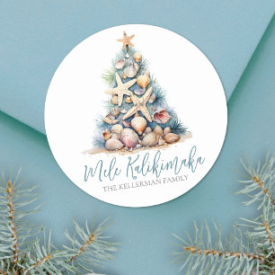 Beach Christmas Mele Kalikimaka Classic Round Sticker