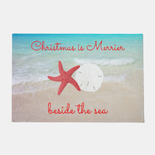 Beach Christmas Merrier by the Sea Door Mat
