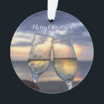 Beach Christmas Ornaments Acrylic Sunset<br><div class="desc">Beach Christmas ornaments (acrylic) with sunset and customisable text Merry Christmas. It measures 2.87 inches and it's printed on both sides.</div>