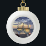 Beach Christmas Ornaments Ball Sunset<br><div class="desc">Beach Christmas ornaments - Christmas ball ornaments with sunset and customisable text Merry Christmas</div>