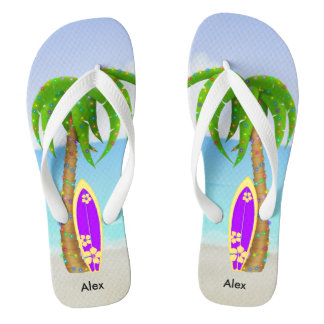 Beach Christmas Palm Tree Surfboard Jandals