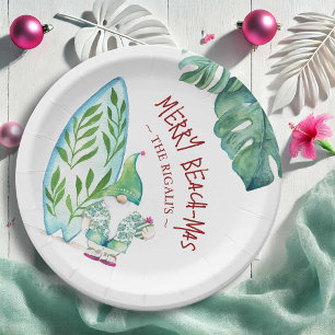 Beach Christmas Paper Plates Cute Tropical Santa
