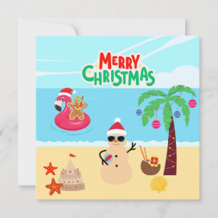   Beach Christmas Party Card