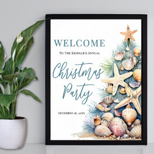 Beach Christmas Party Welcome Poster