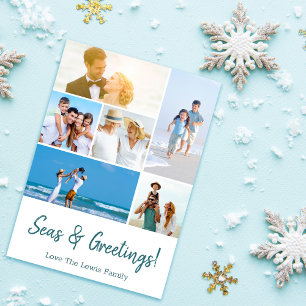 Beach Christmas Photo Card Coastal Holiday Card
