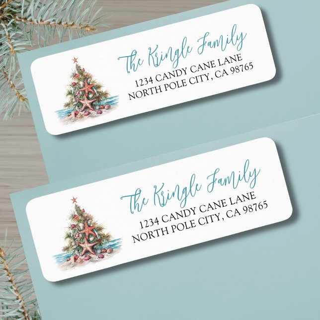 Beach Christmas Return Address (Beach Christmas Return Address label )