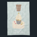 Beach Christmas Sand Pail Tea Towel<br><div class="desc">Bring the warmth and charm of a coastal Christmas to your holiday greetings with our Beachy Sand Pail Kitchen Towel! Perfect for beach lovers and those who cherish the sea. This design showcases a delightful illustration of a sand pail filled with sand shaped into a Christmas tree. Adorned with tiny...</div>