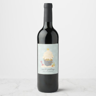 Beach Christmas Sand Pail Wine Label