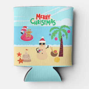 Beach Christmas Scene Can Cooler