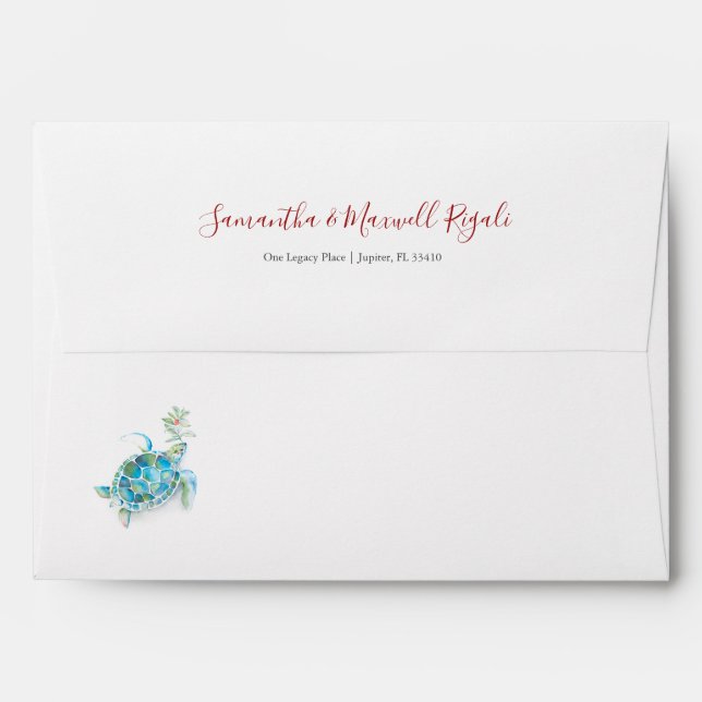 Beach Christmas Sea Tropic Return Address Envelope (Back (Top Flap))