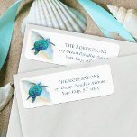Beach Christmas Sea Turtle Glitter Return Address<br><div class="desc">This coastal Christmas return address label features a watercolor turquoise blue sea turtle,  on an abstract beach background with a faux gold glitter sparkly wave. Check out the collection for more matching products,  or contact me through Zazzle Chat if you need something special.</div>