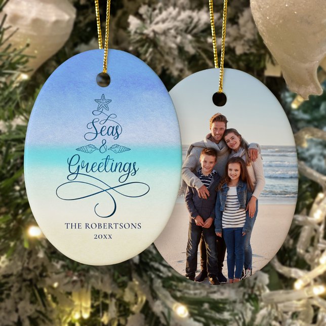 Beach Christmas Seas and Greetings  Ceramic Tree Decoration (Creator Uploaded)