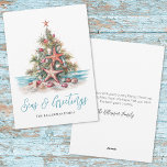Beach Christmas Seasons Greetings Holiday Card<br><div class="desc">Celebrate the holidays with a bit of surf and sand with this shell and starfish Christmas Tree holiday card. Wish your loved ones Seas & Greetings in beachy style with this fun twist on the classic seasonal message. Whether you live in a beach or tropical location like Florida, California, or...</div>