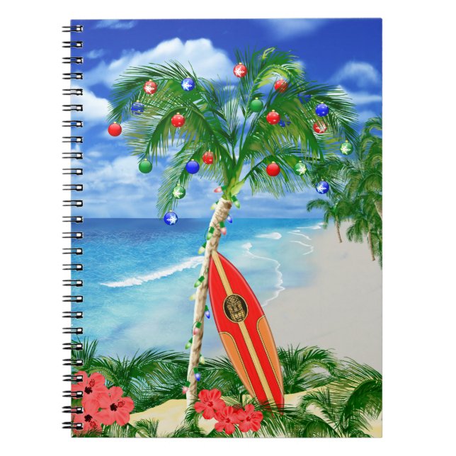 Beach Christmas Spiral Notebook (Front)