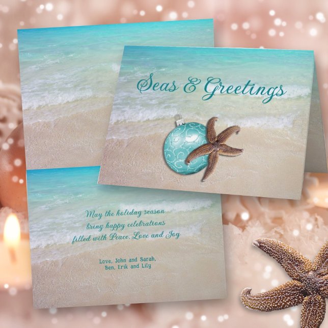 Beach Christmas Starfish Seas n Greetings Card (Creator Uploaded)