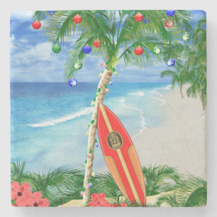 Beach Christmas Stone Coaster