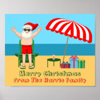 Beach Christmas Summer Santa Claus Custom Party