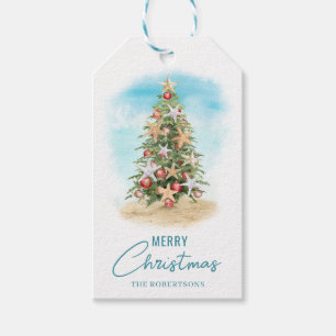 Beach Christmas Tree Coastal Gift Tags