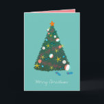 Beach Christmas Tree Holiday Vacation  Card<br><div class="desc">Beach themed decorated Christmas tree with coral,  sunglasses,  seashells,  beach balls and star fish. Original illustration by Becky Nimoy. customise the greeting and inside as desired,  even add a family photo</div>