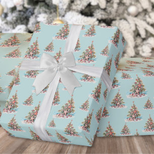 Beach Christmas Tree Shell Pattern Wrapping Paper