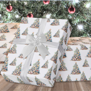 Beach Christmas Tree Wrapping Paper