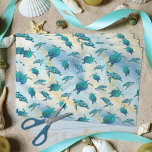 Beach Christmas Watercolor Sea Turtle Glitter<br><div class="desc">This coastal themed Christmas tissue paper is perfect for crafts, decoupage, and gift wrapping, and features a pattern of cute turquoise blue sea turtles on an abstract beach background with a faux glitter wave and sparkly star accents. Check out the collection for more matching products, or contact me through Zazzle...</div>
